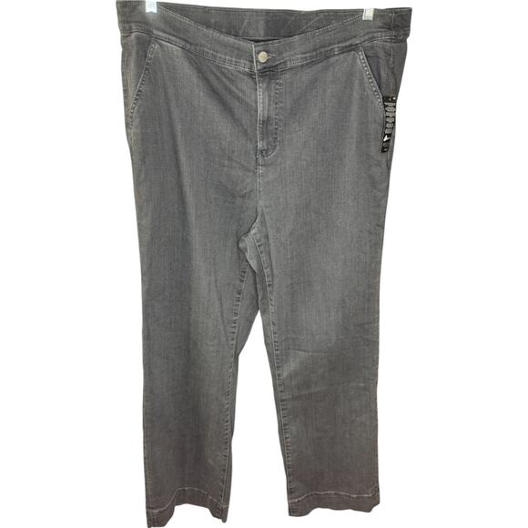 Denim & Co. Signature Regular Black Perfect Flex Trouser Jean Dark Grey Wash 18 - Picture 1 of 13